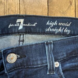 7 For All Mankind High Waist Straight Leg Jeans - Dark Indigo